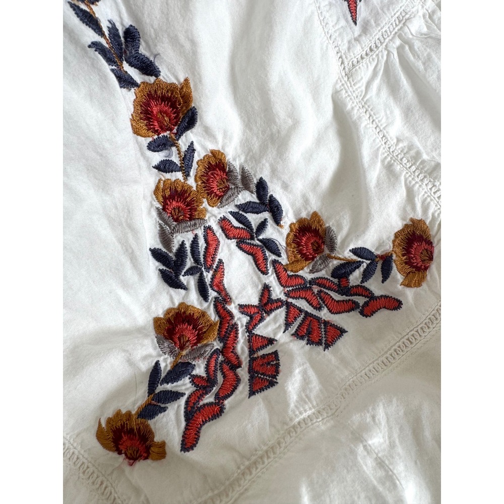 Free People Pablo Embroidered Boho Mini Dress Ruffle Sleeve, size XS - Picture 8 of 9